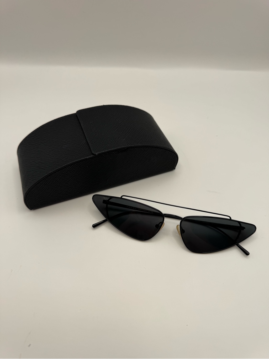 Prada Spr 63u Black Futuristic Shield Sunglasses